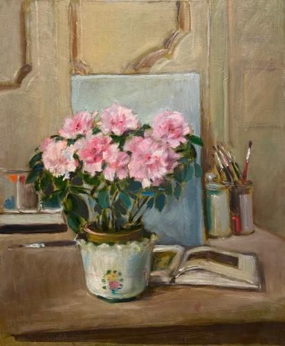 Vaso di fiori in atelier di Luigi Carpi