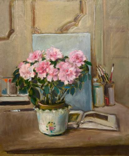 Vaso di fiori in atelier di Luigi Carpi Vaso di fiori in atelier di Luigi Carpi