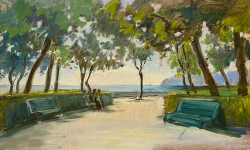 Panchine in viale e mare di Luigi Carpi Panchine in viale e mare di Luigi Carpi