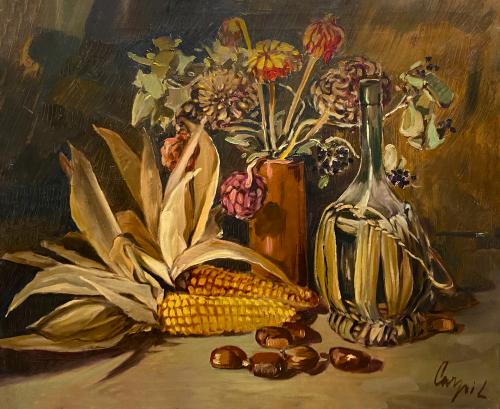 Natura morta pannocchie e castagne di Luigi Carpi Natura morta pannocchie e castagne di Luigi Carpi