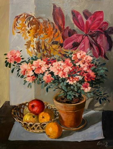 Vaso con fiori e frutta di Luigi Carpi