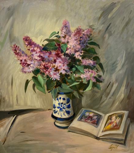 Vaso di fiori con libro di Luigi Carpi