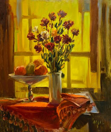Fiori e frutta su finestra di Luigi Carpi Fiori e frutta su finestra di Luigi Carpi